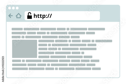 Custom browser window scheme with highlited http non secure connection.