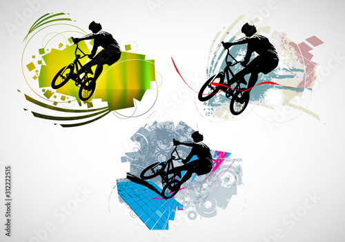 BMX riders on the abstract background, sport vector