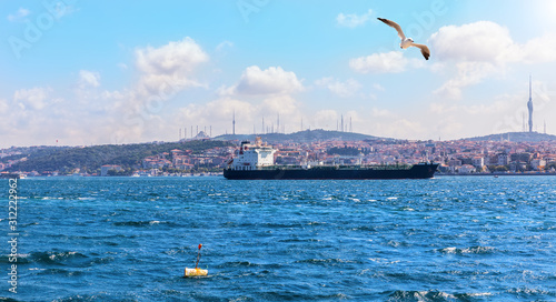 The Sea of Marmara, Bosporus straight in Istanbul, Turkey