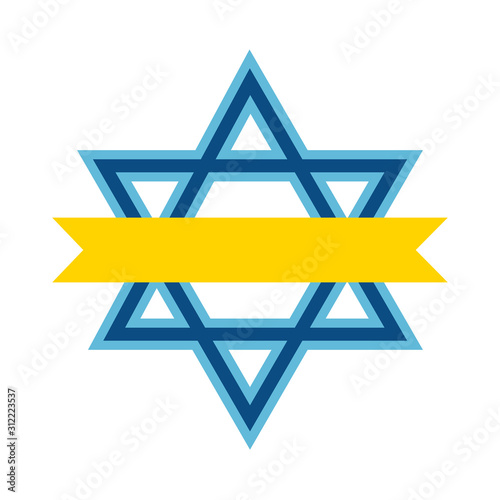 star david with ribbon isolated icon vector illustration design