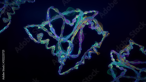 Chain of amino acid or biomolecules called protein - 3d illustration