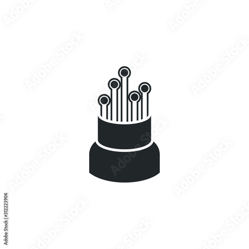 Optical fiber icon template color editable. Network connection, computer wire, cable bobbin, data transfer symbol vector sign isolated on white background illustration for graphic and web design.