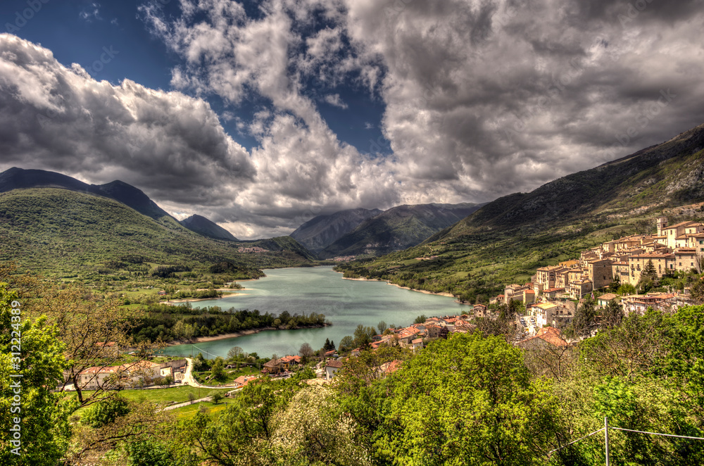 Lake of San Domenico in the municipality of Villalago in the province of L'Aquila. Abruzzo-Italy