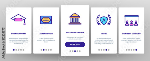 Academy Study Onboarding Mobile App Page Screen Vector. Graduation Cap And Diploma, College Building And Online Education In Academy Illustrations