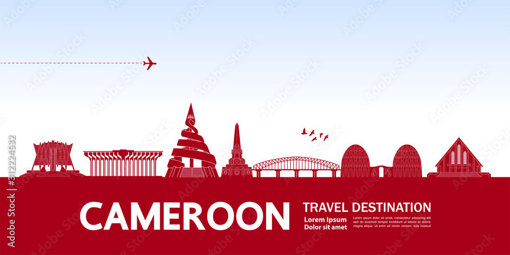 Cameroon travel destination grand vector illustration. 