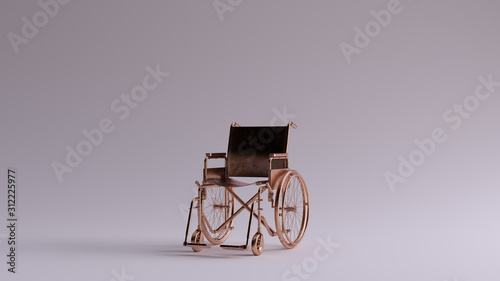 Bronze Hospital Wheelchair 3d illustration 3d render