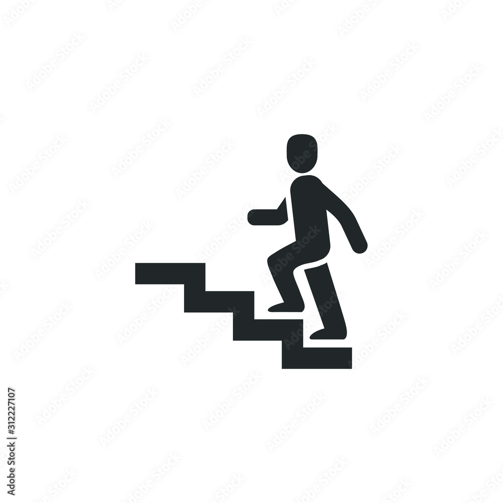 Walk Up Stairs icon template color editable. Man on Stairs going up symbol vector sign isolated on white background illustration for graphic and web design. Walk Up Stairs icon template color editable. Man on Stairs going up symbol vector sign isolated on white background illustration for graphic and web design.
