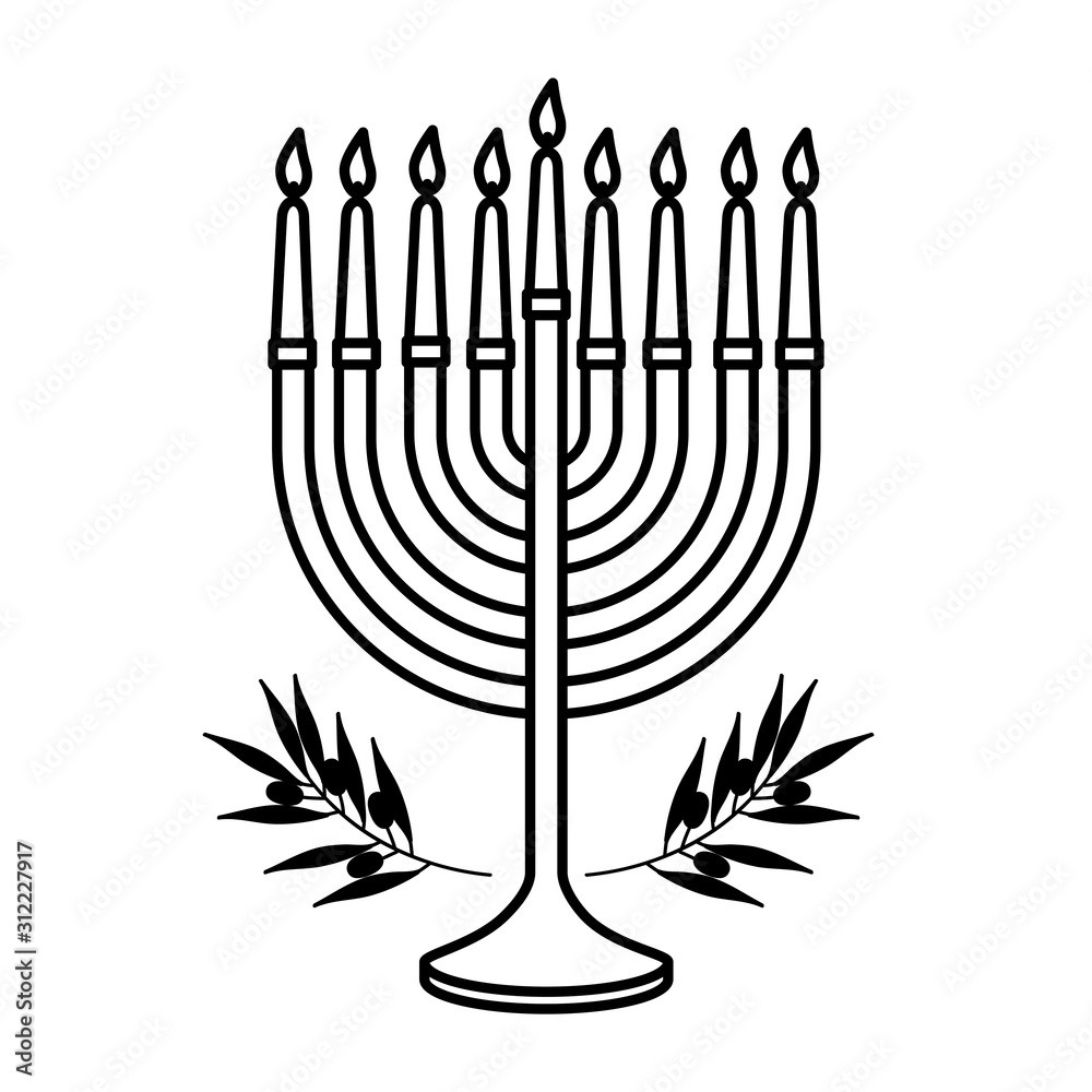 chandelier with candles and olive branches line style icon vector illustration design chandelier with candles and olive branches line style icon vector illustration design