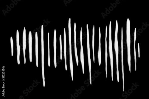 Minimalist digital illustration - white brush strokes and lines on black background. 