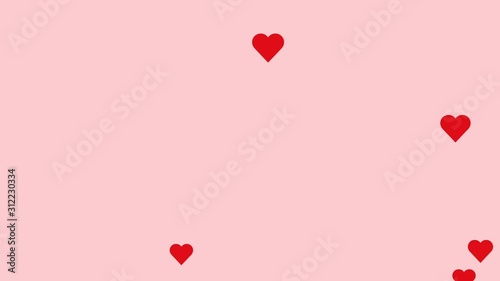 Background of hearts. Animation for Valentines greeting card, 8 march, women's day. Flying hearts animation on pink background