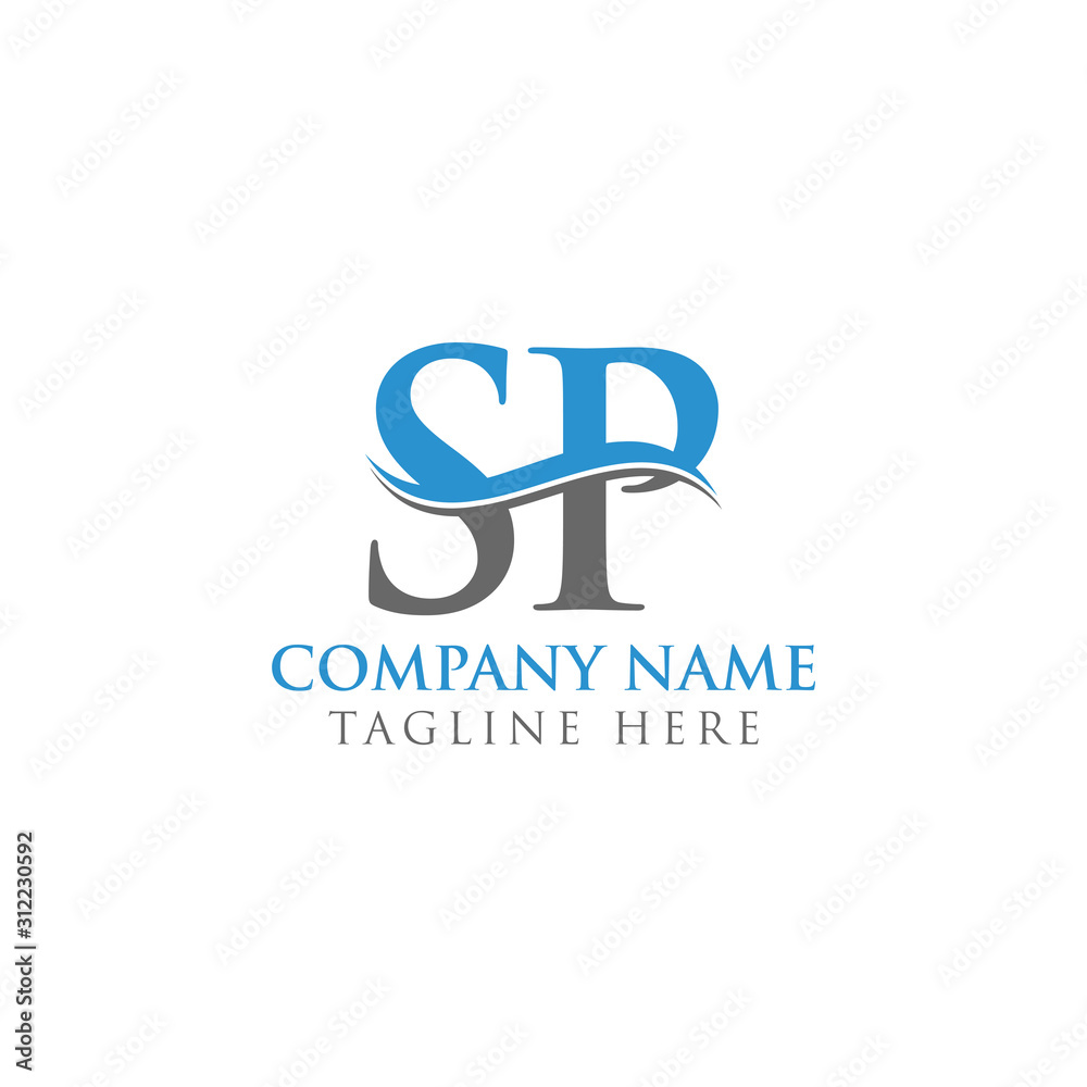 Swoosh Letter SP Logo Design Vector Template. Water Wave SP Logo Vector.