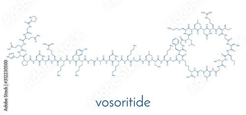 Vosoritide achondroplasia drug molecule. Skeletal formula.