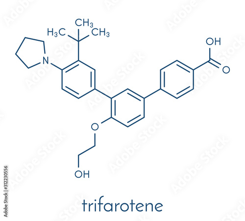 Trifarotene acne drug molecule. Skeletal formula.