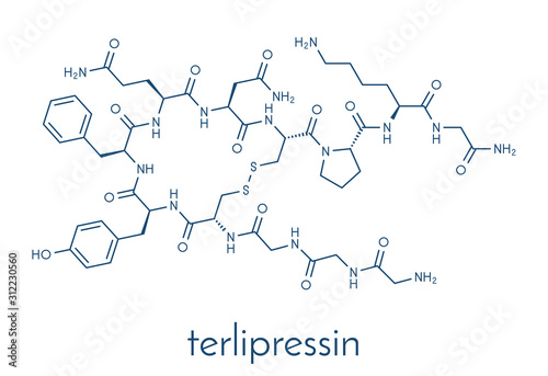 Terlipressin drug molecule. Skeletal formula.