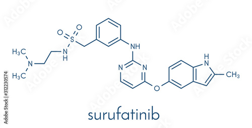 Surufatinib cancer drug molecule. Skeletal formula.