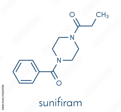 Sunifiram molecule. Potential nootropic. Skeletal formula.