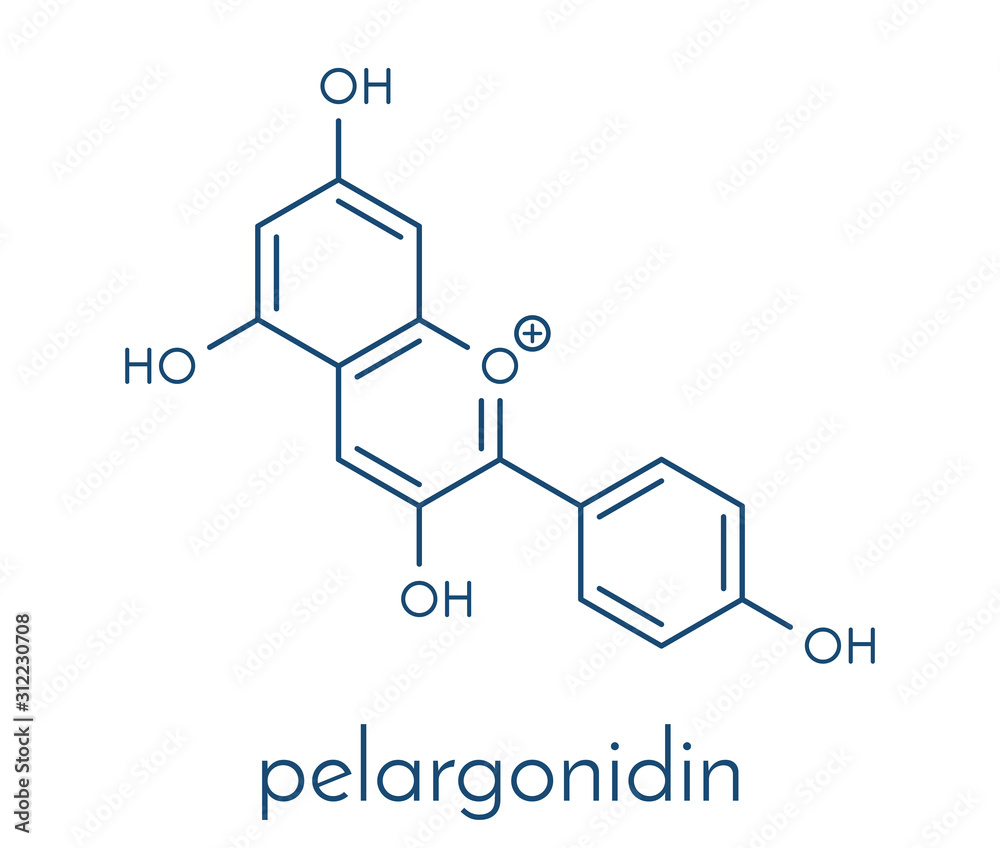 Pelargonidin pigment molecule. Skeletal formula.