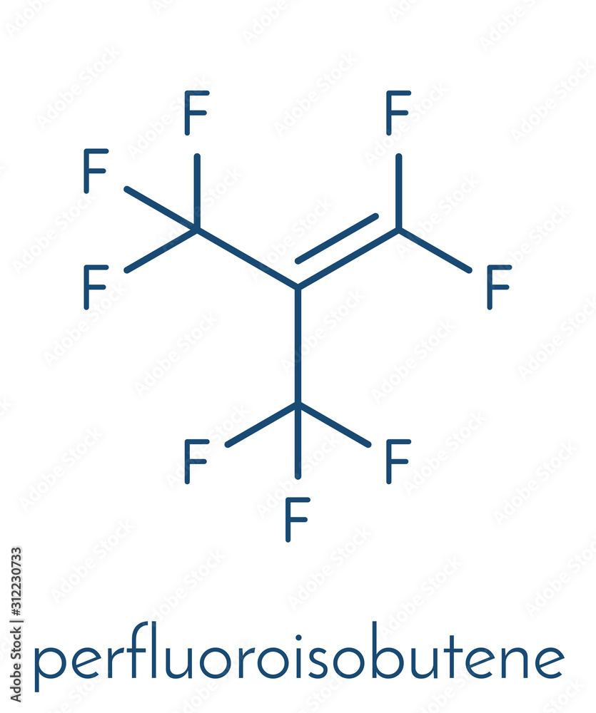 Perfluoroisobutene fluorocarbon molecule.  Skeletal formula.