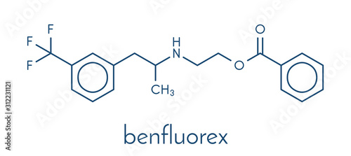 Benfluorex drug molecule (withdrawn). Skeletal formula.