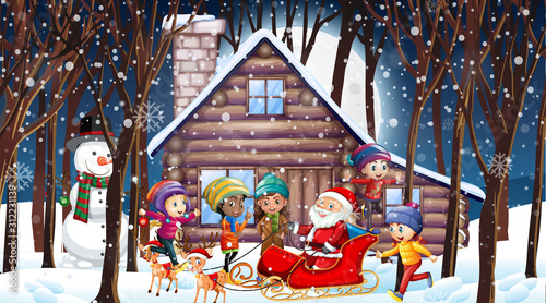Christmas night with Santa and children