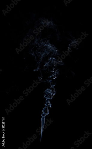 Photo of real white smoke on black background