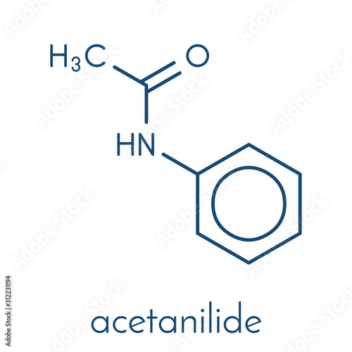 Acetanilide analgesic drug molecule (obsolete). Skeletal formula.