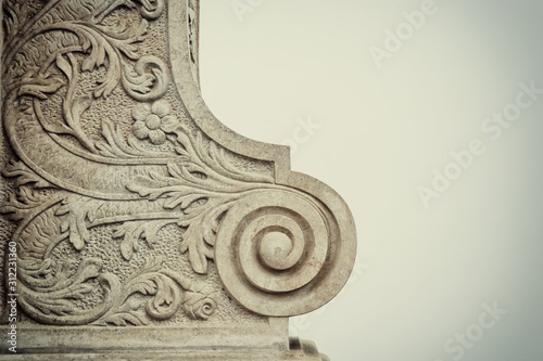Architectural Elements over stone Baroque ornament decoration of building. vintage filtered © tomertu