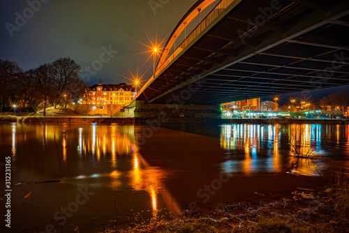 Weserbrücke in Minden - Nachtaufnahme