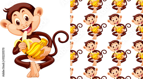 Seamless and isolated animal pattern cartoon