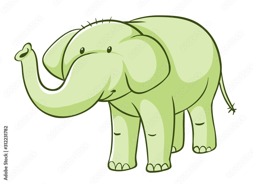 Fototapeta premium Green elephant on white background