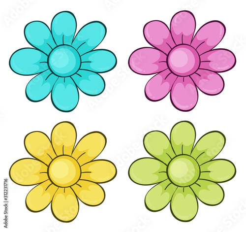 Isolated set of flowers