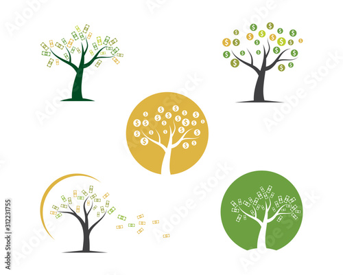 money tree logo icon vector illustration