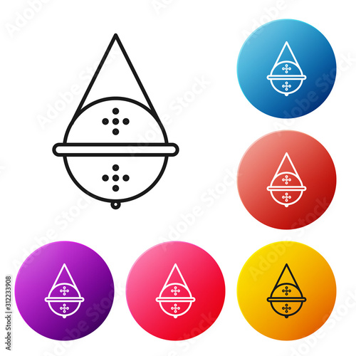 Black line Ball tea strainer icon isolated on white background. Set icons colorful circle buttons. Vector Illustration