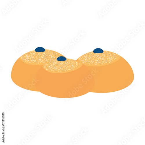set of delicious round breads isolated icon vector illustration design