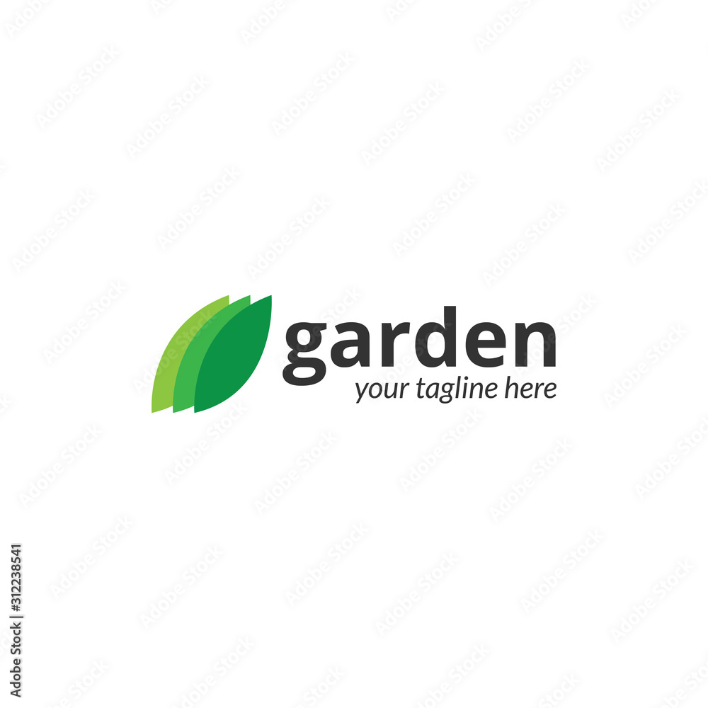 Green Garden Design Logo Template. Eco Nature Leaf Logo Template