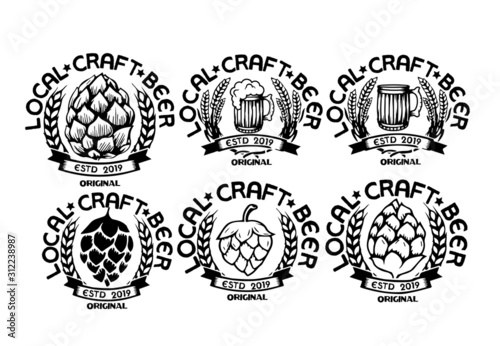 Retro set styled label of beer. Good as a template of advertisement.