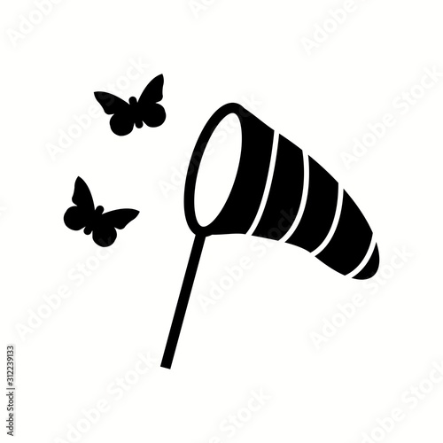 Unique Catching Butterflies Glyph Vector Icon