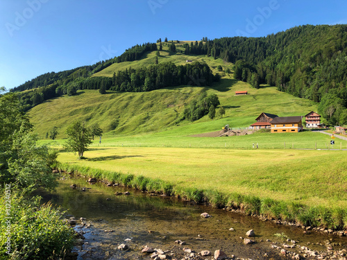 The river Sihl (or Sihl Fluss) before the artificial lake Sihlsee, Studen - Canton of Schwyz, Switzerland photo