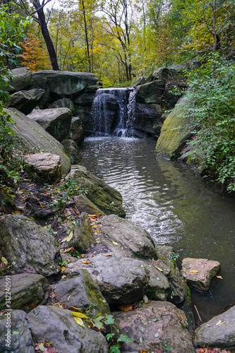 New York, NY, USA: A waterfall near the North Woods section of Central Park.