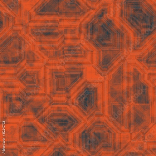 Abstract seamless orange circuit technology board pattern design