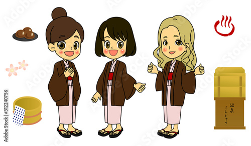 まんが３人温泉旅１背景なし