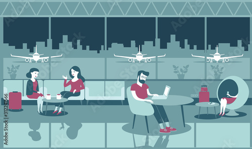 People chilling in the airport lounge