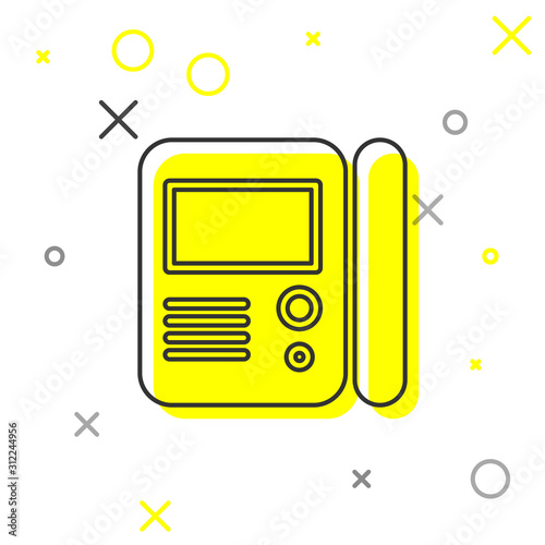 Grey line House intercom system icon isolated on white background. Vector Illustration