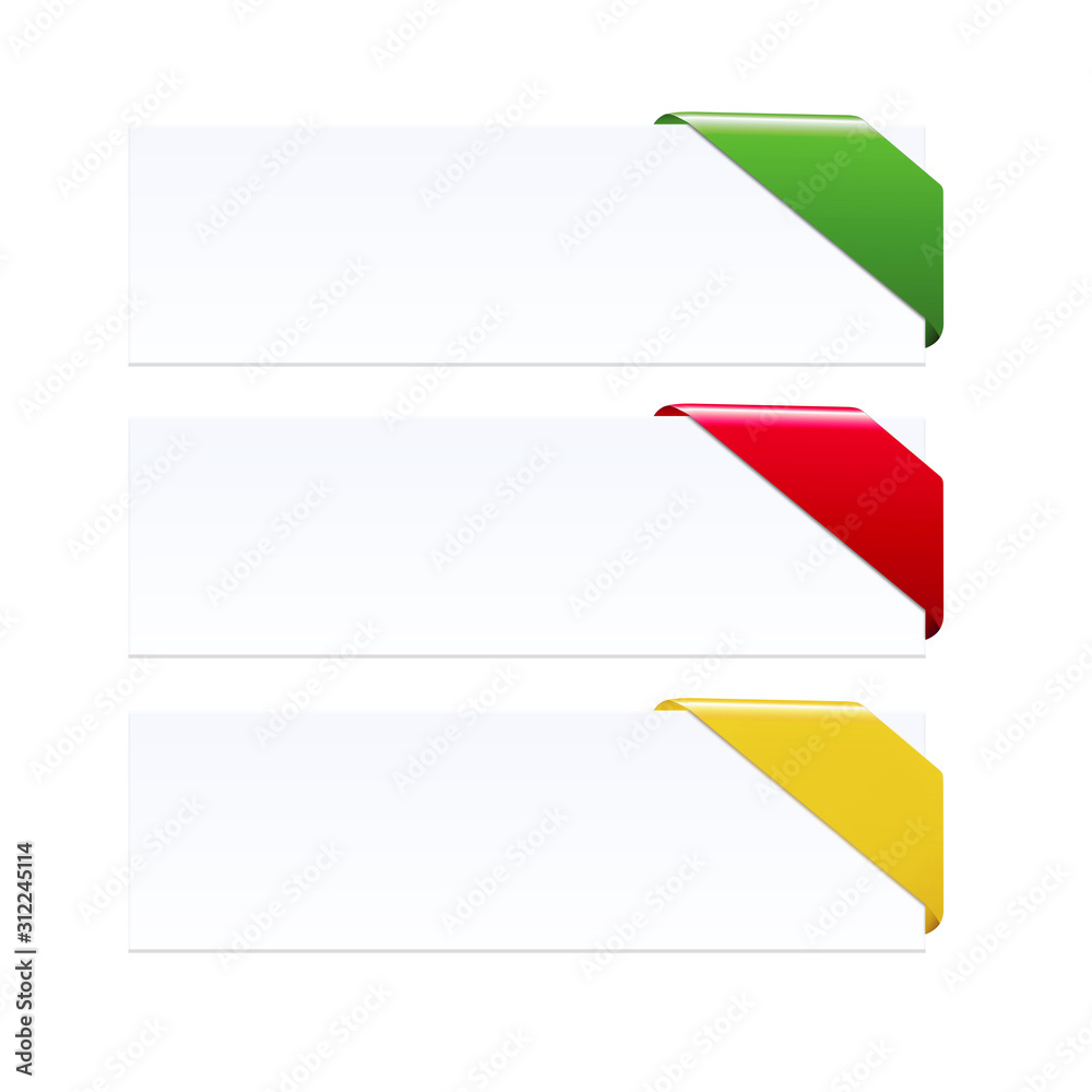 Set of side ribbons with shadows. Set of side ribbons with shadows.