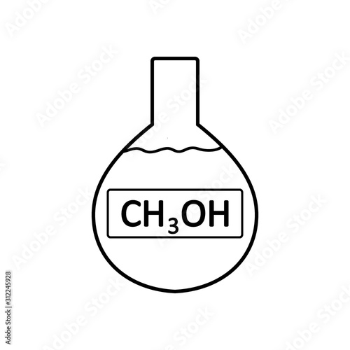 Laboratory glass with methyl alcohol.