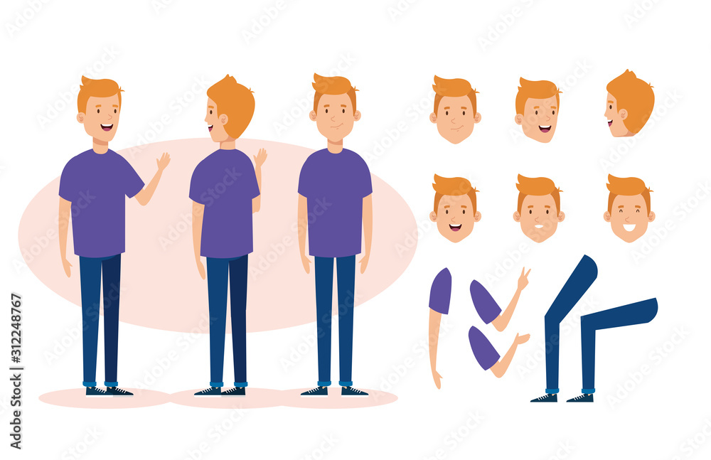 young man with body parts characters vector illustration design young man with body parts characters vector illustration design