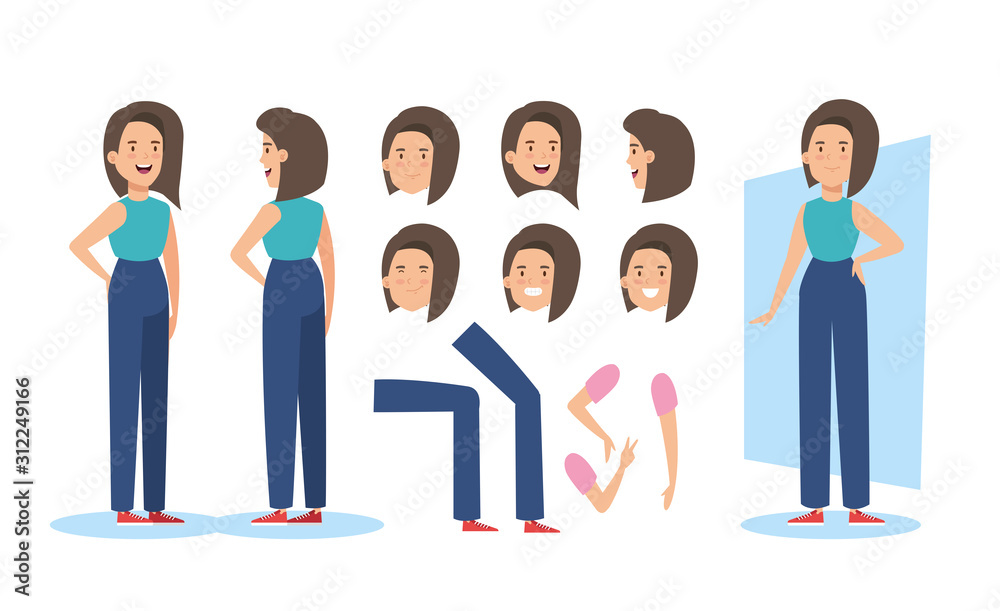young woman with body parts characters vector illustration design young woman with body parts characters vector illustration design