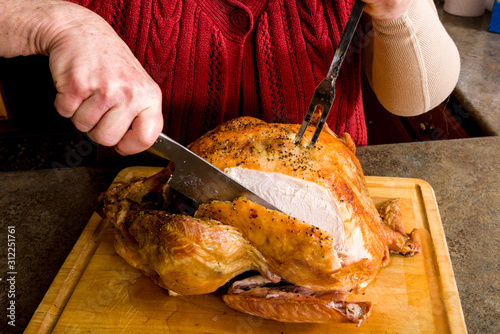 Turkey being carved photo