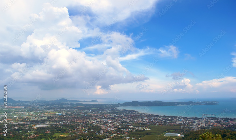 Harbor of the city of Phuket, Thailand. Elevated view.