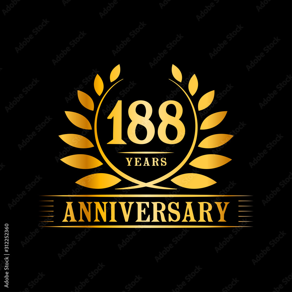 188 years logo design template. Anniversary vector and illustration template.